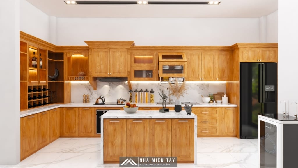 bếp ăn nhà phố hiện đại 3 tầng