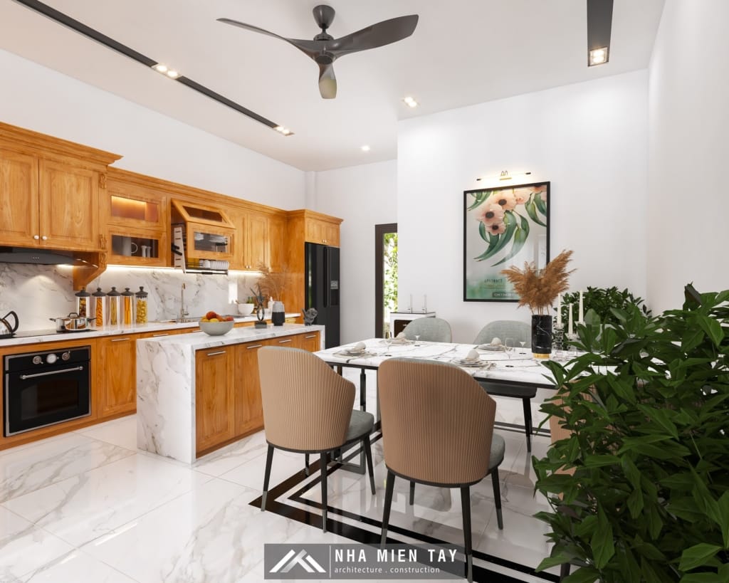 bếp ăn nhà phố hiện đại 3 tầng