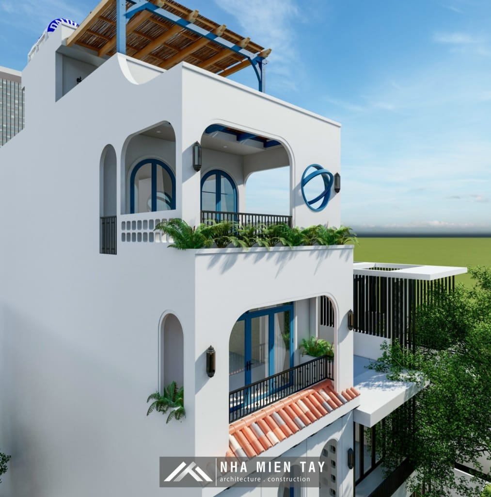 nhà phố 4 tầng địa trung hải